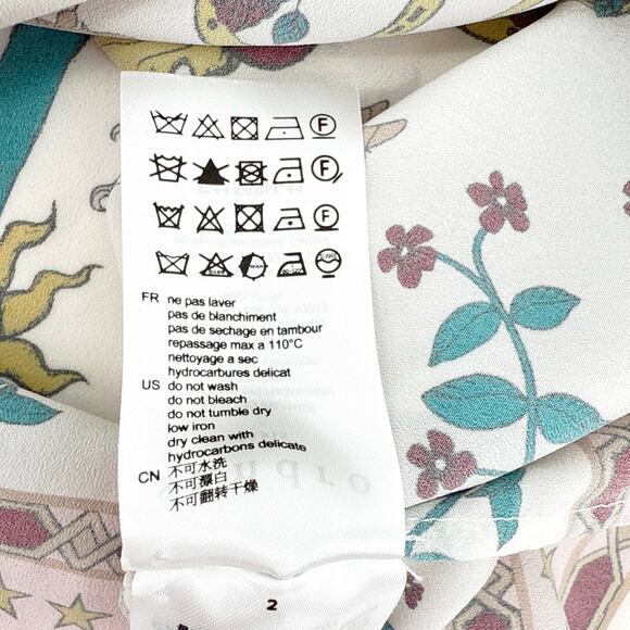 SANDRO Azucar Print Chiffon Blouse In Off White 2|M - Picture 8 of 12